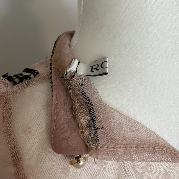 Romantic Sheer Ruffle Blouse with Embroidered Detail - Picture 7 of 9